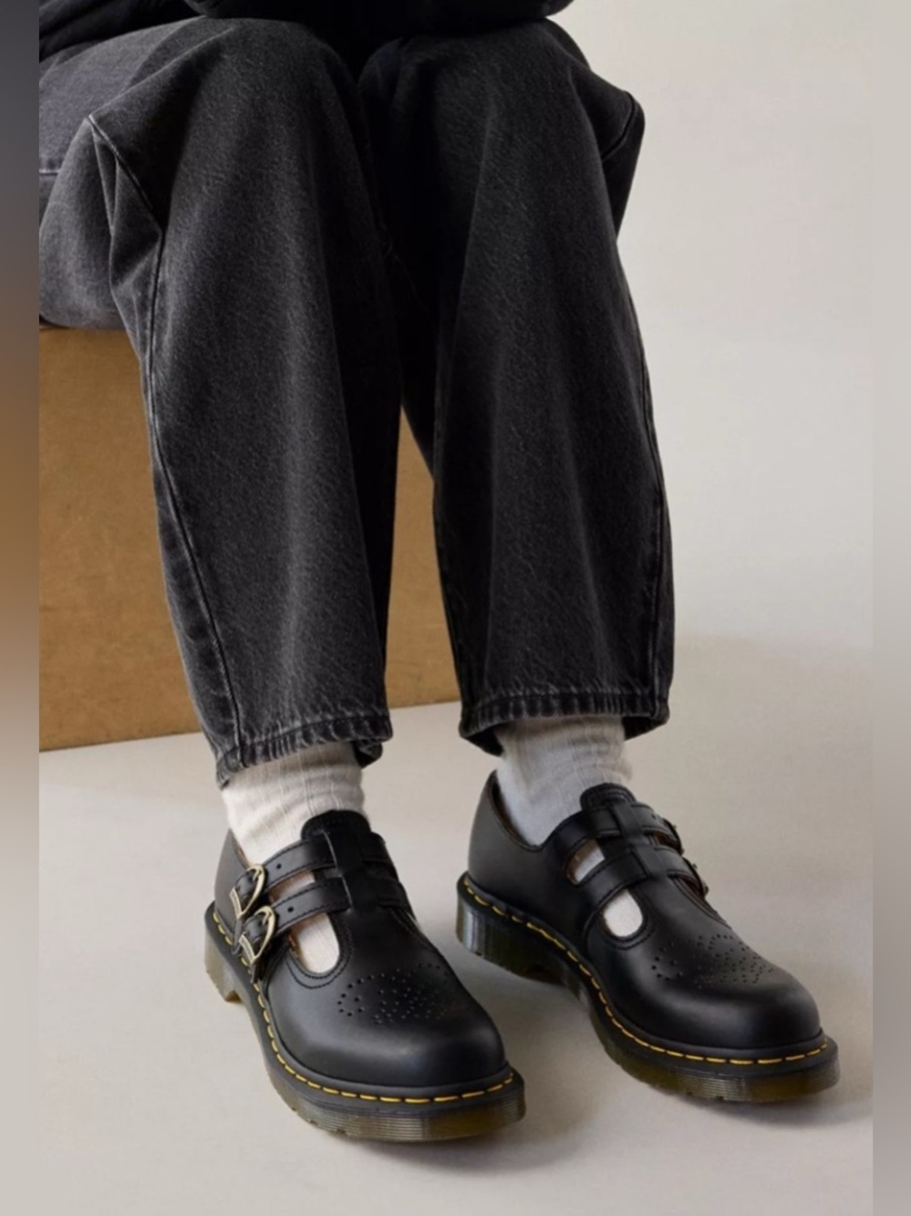 Dr. Martens Mary‎ Jane Black Leather Chunky Y2K Brogue  Size 7 - Picture 7 of 7